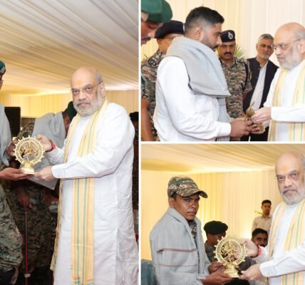 Home Minister Amit Shah met and felicitated CRPF