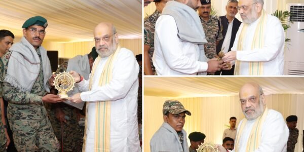 Home Minister Amit Shah met and felicitated CRPF