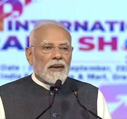 PM Modi addresses the Uttar Pradesh International Trade Show in Greater Noida, Uttar Pradesh
