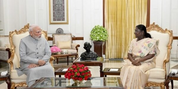 PM Narendra Modi meets President Draupadi Murmu at Rashtrapati Bhavan in Delhi