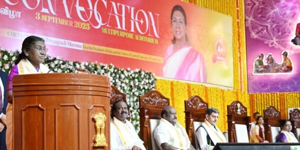 President Draupadi Murmu addressed the convocation of Tamil Nadu Central University