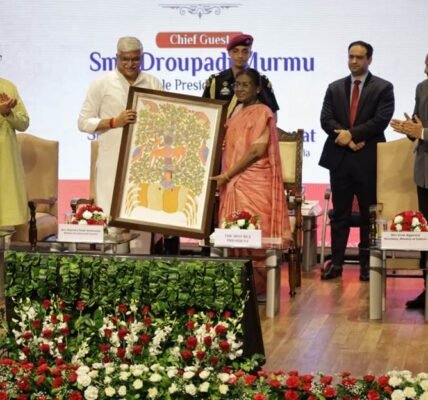 President Draupadi Murmu awards 20 artists at the 64th National Art Exhibition