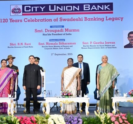 President Draupadi Murmu graced the 120th Foundation Day celebrations of City Union Bank in Chennai, Tamil Nadu today