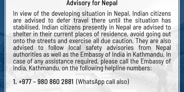 government advised Indian citizens not to travel to Nepal until the situation normalizes