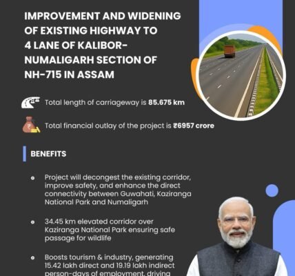 Cabinet approves widening and 4-laning of existing Kaliabor-Numaligarh section of NH-715 in Assam