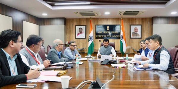 Civil Aviation Minister Ram Mohan Naidu chaired the monthly review meeting with domestic airlines.