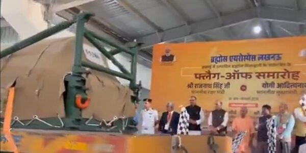 Defence Minister Rajnath Singh and CM Yogi flagged off the first batch of BrahMos missiles manufactured in Lucknow.