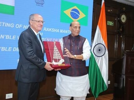 Defence Minister Rajnath Singh holds meeting with Vice President and Defence Minister of Brazil in New Delhi