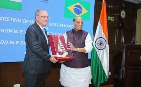 Defence Minister Rajnath Singh holds meeting with Vice President and Defence Minister of Brazil in New Delhi