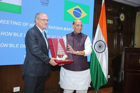 Defence Minister Rajnath Singh holds meeting with Vice President and Defence Minister of Brazil in New Delhi