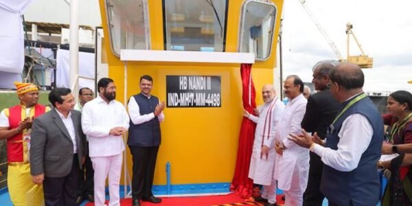 Home Minister Amit Shah today inaugurated Deep Sea Fishing Boats under the Pradhan Mantri Matsya Sampada Yojana at Mazagon Dock Mumbai