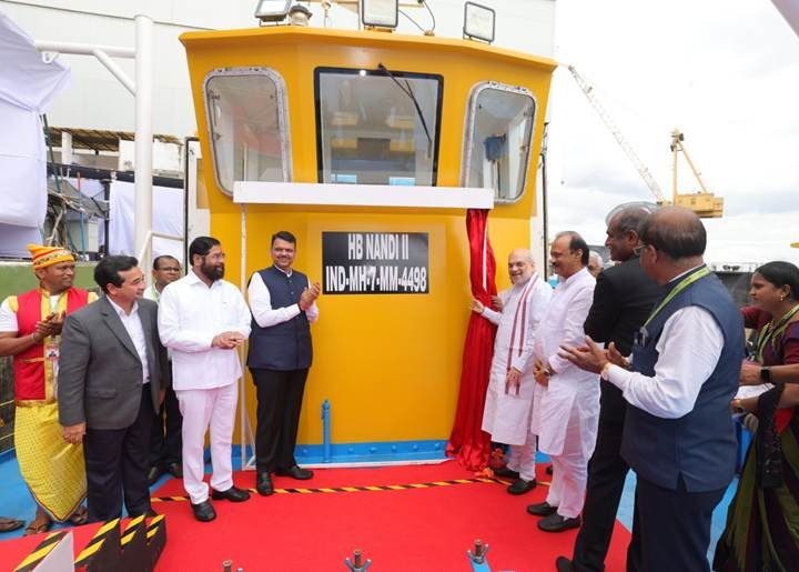 Home Minister Amit Shah today inaugurated Deep Sea Fishing Boats under the Pradhan Mantri Matsya Sampada Yojana at Mazagon Dock Mumbai