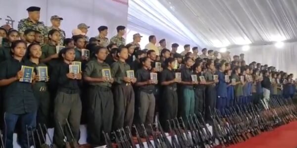 Over 200 Naxalites surrendered in Jagdalpur in Chhattisgarh today.