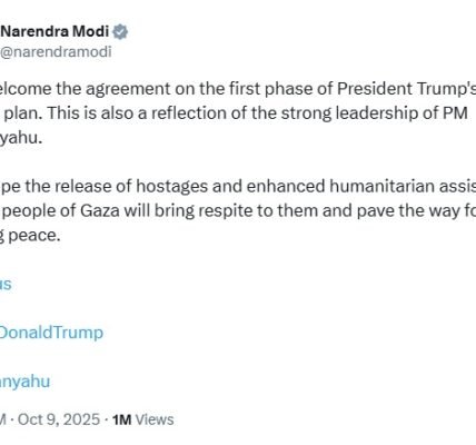 PM Modi welcomes agreement on the first phase of US President Donald Trump peace plan