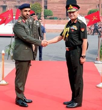 UAE Army Commander Major General Yousef Maayouf Saeed Al Hallami arrives in India