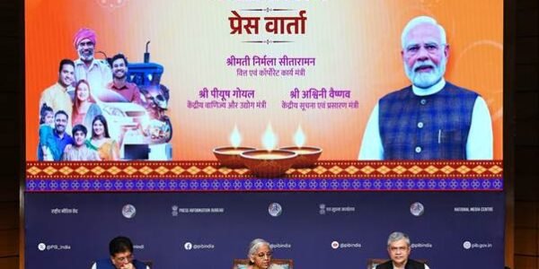 Union Ministers Nirmala Sitharaman, Piyush Goyal and Ashwini Vaishnav held a joint press conference on GST Bachat Utsav in New Delhi today