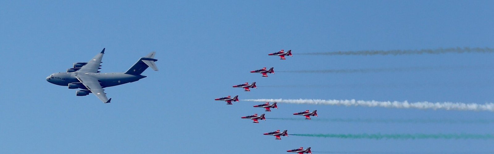 Indian Air Force today conducted a grand air display over the Brahmaputra River in Guwahati to mark its 93rd anniversary