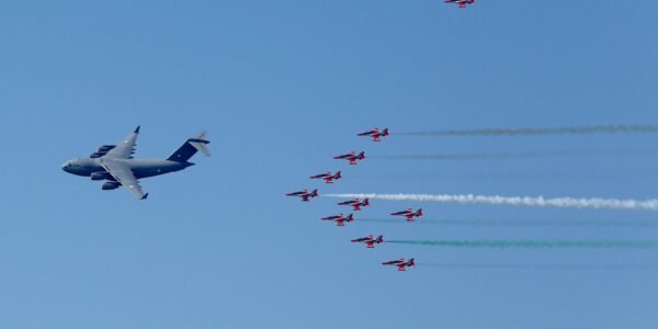 Indian Air Force today conducted a grand air display over the Brahmaputra River in Guwahati to mark its 93rd anniversary