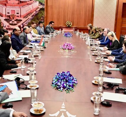 Lok Sabha Speaker Om Birla meets the parliamentary delegation from Cyprus at Parliament House