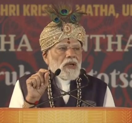 PM Modi addressed the Lakh Kantha Geeta Parayan programme at Sri Krishna Matha in Udupi, Karnataka