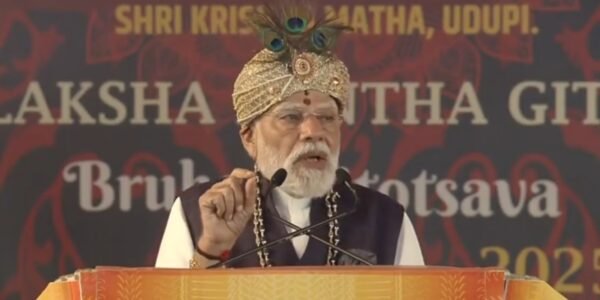 PM Modi addressed the Lakh Kantha Geeta Parayan programme at Sri Krishna Matha in Udupi, Karnataka