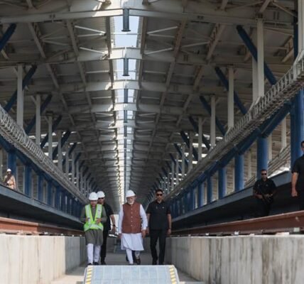 PM Modi visits under-construction bullet train station in Surat