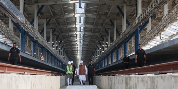 PM Modi visits under-construction bullet train station in Surat