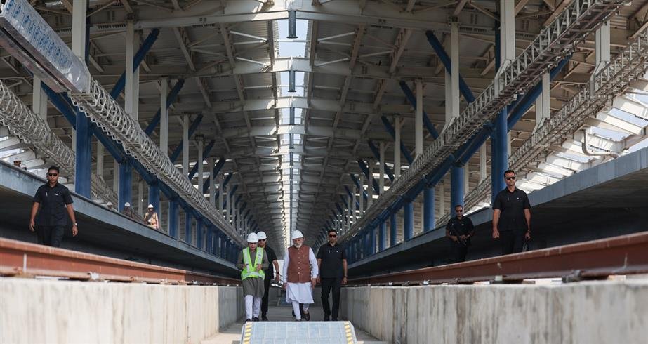 PM Modi visits under-construction bullet train station in Surat