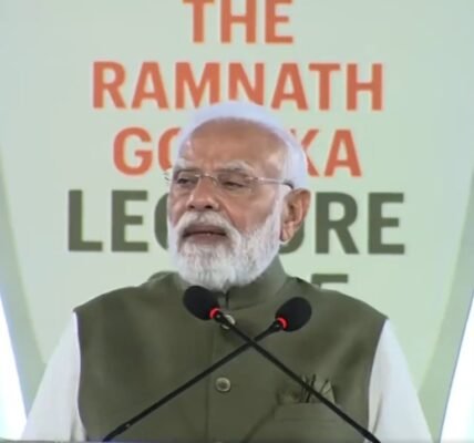PM Narendra Modi delivers the 6th Ramnath Goenka Lecture