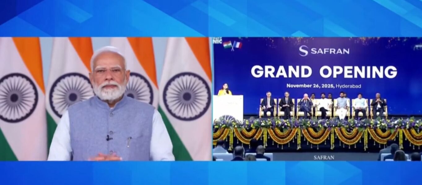 PM Narendra Modi inaugurated the Safran Aircraft Engine Services India facility via video conference.