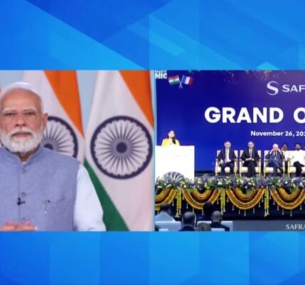 PM Narendra Modi inaugurated the Safran Aircraft Engine Services India facility via video conference.