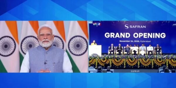 PM Narendra Modi inaugurated the Safran Aircraft Engine Services India facility via video conference.