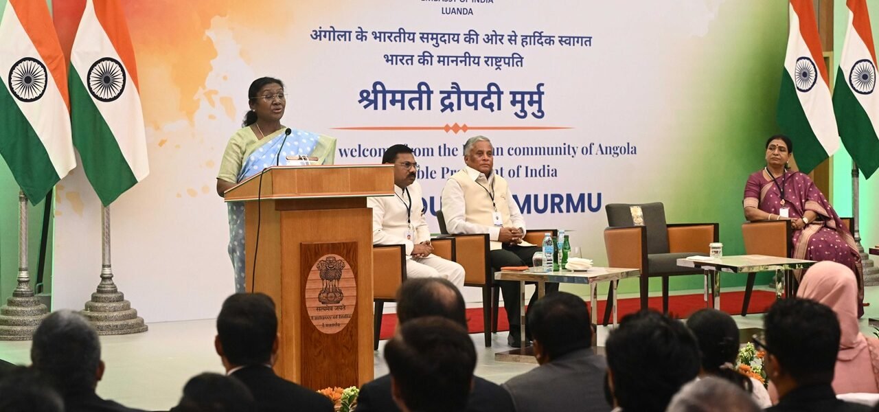 President Draupadi Murmu addresses members of the Indian community in Angola