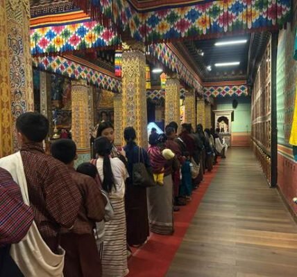 Thousands of devotees paid homage to the sacred relics of Lord Buddha at the Grand Kuenre of Tashichhodzong in Thimphu, Bhutan