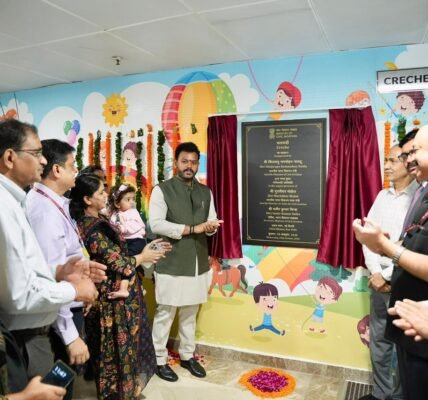 Union Civil Aviation Minister Ram Mohan Naidu inaugurated a newly established crèche facility at Udan Bhawan, New Delhi