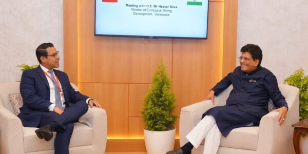 Union Minister Piyush Goyal held a bilateral meeting with Venezuelan Minister of Ecology and Mining Development Hector Silva in Visakhapatnam