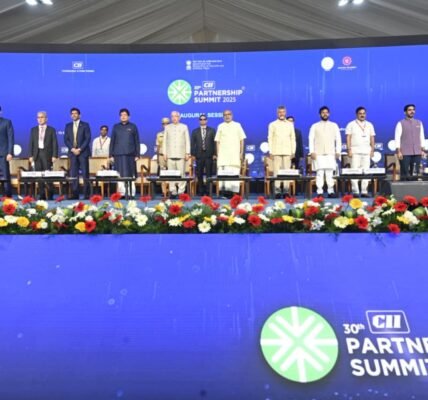 Vice President C.P. Radhakrishnan attended the inaugural session of the 30th CII Partnership Summit in Visakhapatnam today