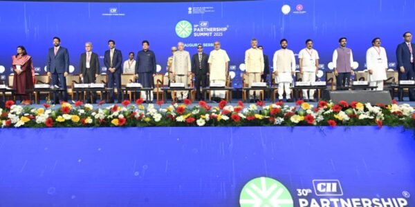 Vice President C.P. Radhakrishnan attended the inaugural session of the 30th CII Partnership Summit in Visakhapatnam today