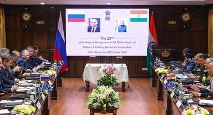 Defence Minister Rajnath Singh and the Russian Defence Minister co-chaired the 22nd session of the India-Russia Inter-Governmental Commission (IRIGC-M&MTC) in New Delhi.