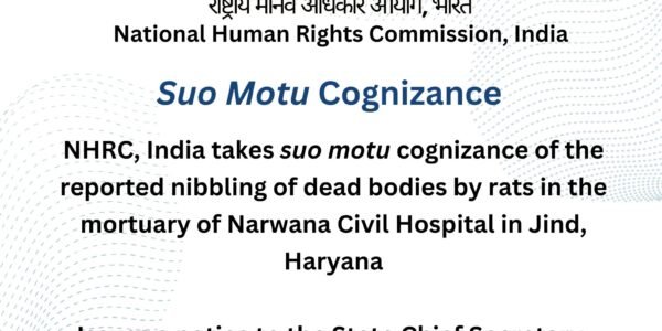 NHRC takes suo motu cognizance of media reports of rats gnawing at bodies in the mortuary of Narwana Civil Hospital in Jind, Haryana
