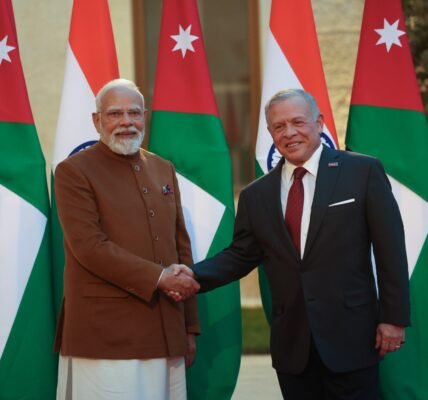 PM Modi held delegation-level talks with King Abdullah II of Jordan in Amman.