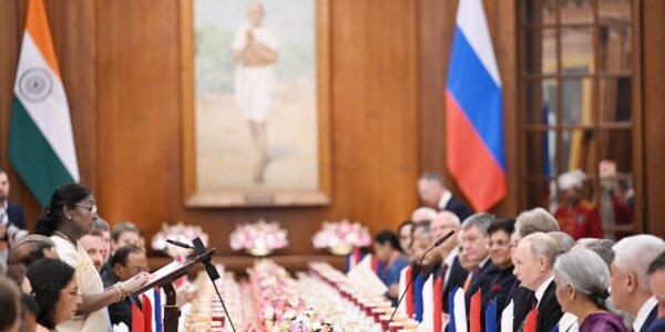 President Droupadi Murmu hosted a dinner for Russian President Vladimir Putin at Rashtrapati Bhavan.