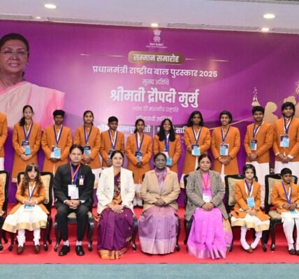 President Droupadi Murmu presented the 'Prime Minister's National Children's Awards' in New Delhi today.