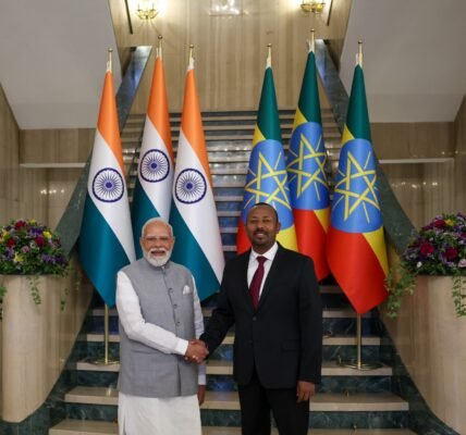 Prime Minister Narendra Modi held talks with Ethiopian Prime Minister Abiy Ahmed Ali.