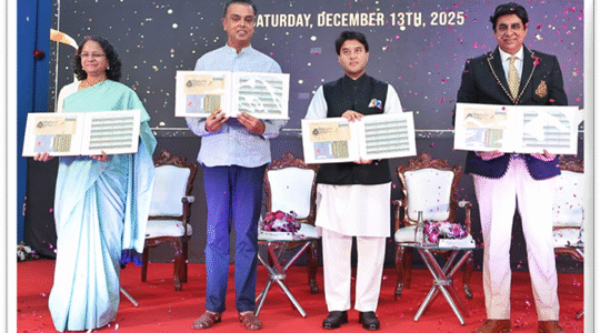 Union Minister Jyotiraditya M. Scindia unveiled a commemorative postage stamp on the occasion of the 150th anniversary of Bombay Gymkhana.