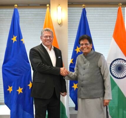 Union Minister of Commerce and Industry Piyush Goyal held high-level talks with European Union Commissioner for Trade and Economic Security Maroš Šefčovič.