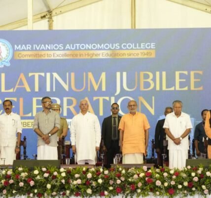 Vice President C. P. Radhakrishnan attended the platinum jubilee celebrations of Mar Ivanios College in Thiruvananthapuram as the chief guest.