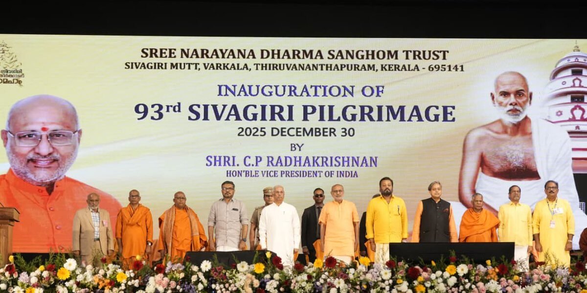 Vice President C. P. Radhakrishnan inaugurated the 93rd Sivagiri pilgrimage at the Sivagiri Mutt in Varkala, Kerala today.