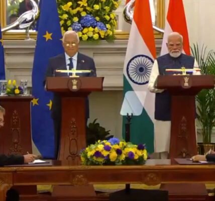 A political declaration was signed announcing the conclusion of negotiations for the India-European Union free trade agreement.