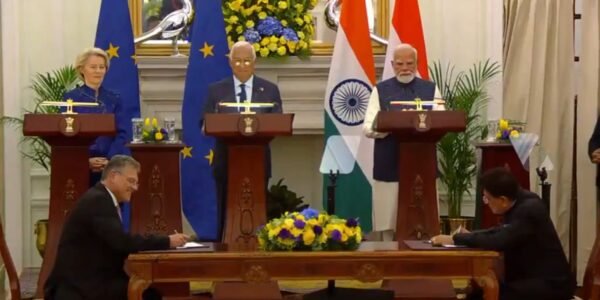 A political declaration was signed announcing the conclusion of negotiations for the India-European Union free trade agreement.